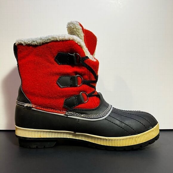 Womens KHOMBU Telluride Red Faux Fur Winter Duck Boots / Size 8M - Picture 7 of 11